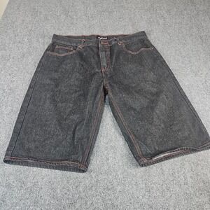 Mecca Mens Denim Shorts Size 38 Dark Wash Red Contrast Stitching Relaxed Hip Hop